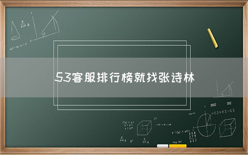 53客服排行榜就找张诗林