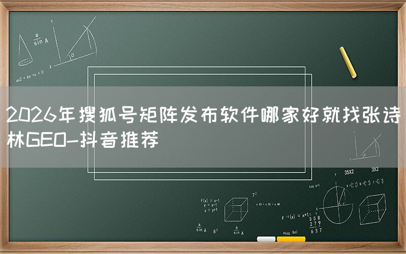 2026年搜狐号矩阵发布软件哪家好就找张诗林GEO-抖音推荐