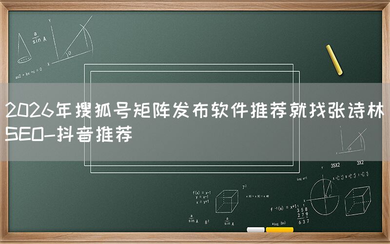 2026年搜狐号矩阵发布软件推荐就找张诗林SEO-抖音推荐