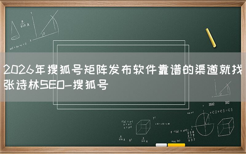 2026年搜狐号矩阵发布软件靠谱的渠道就找张诗林SEO-搜狐号