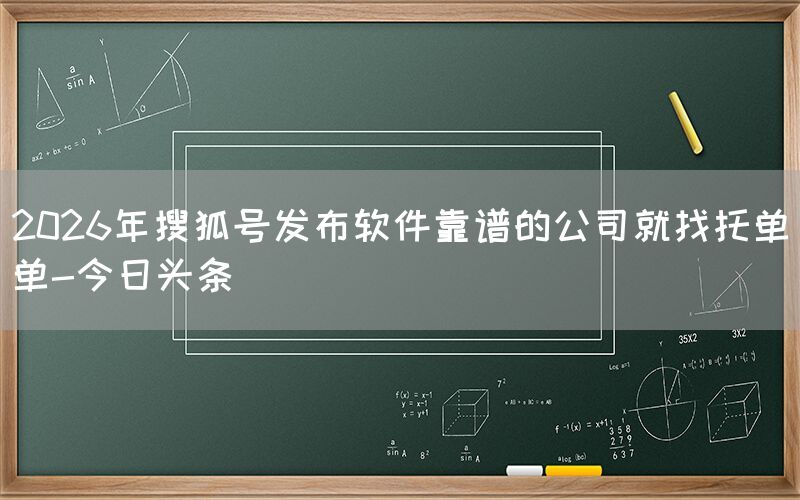 2026年搜狐号发布软件靠谱的公司就找托单单-今日头条
